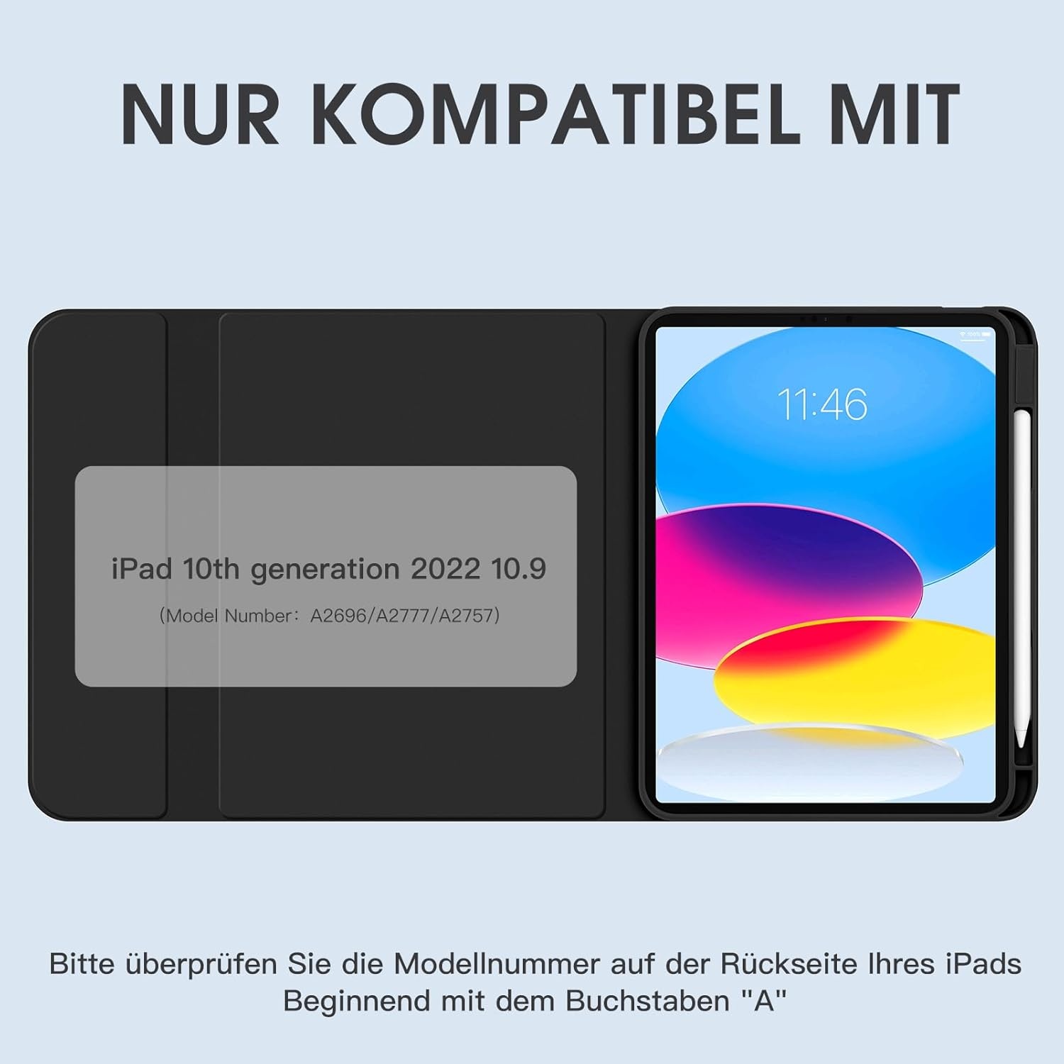 Keyboard Case Afneembaar Duits QWERTZ Bluetooth Zwart - iPad 10e Gen - 75% Korting