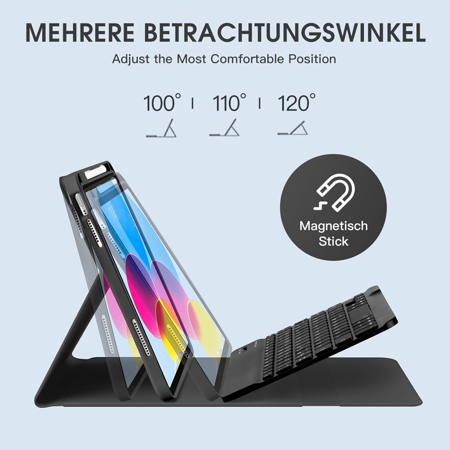 Keyboard Case Afneembaar Duits QWERTZ Bluetooth Zwart - iPad 10e Gen - 75% Korting