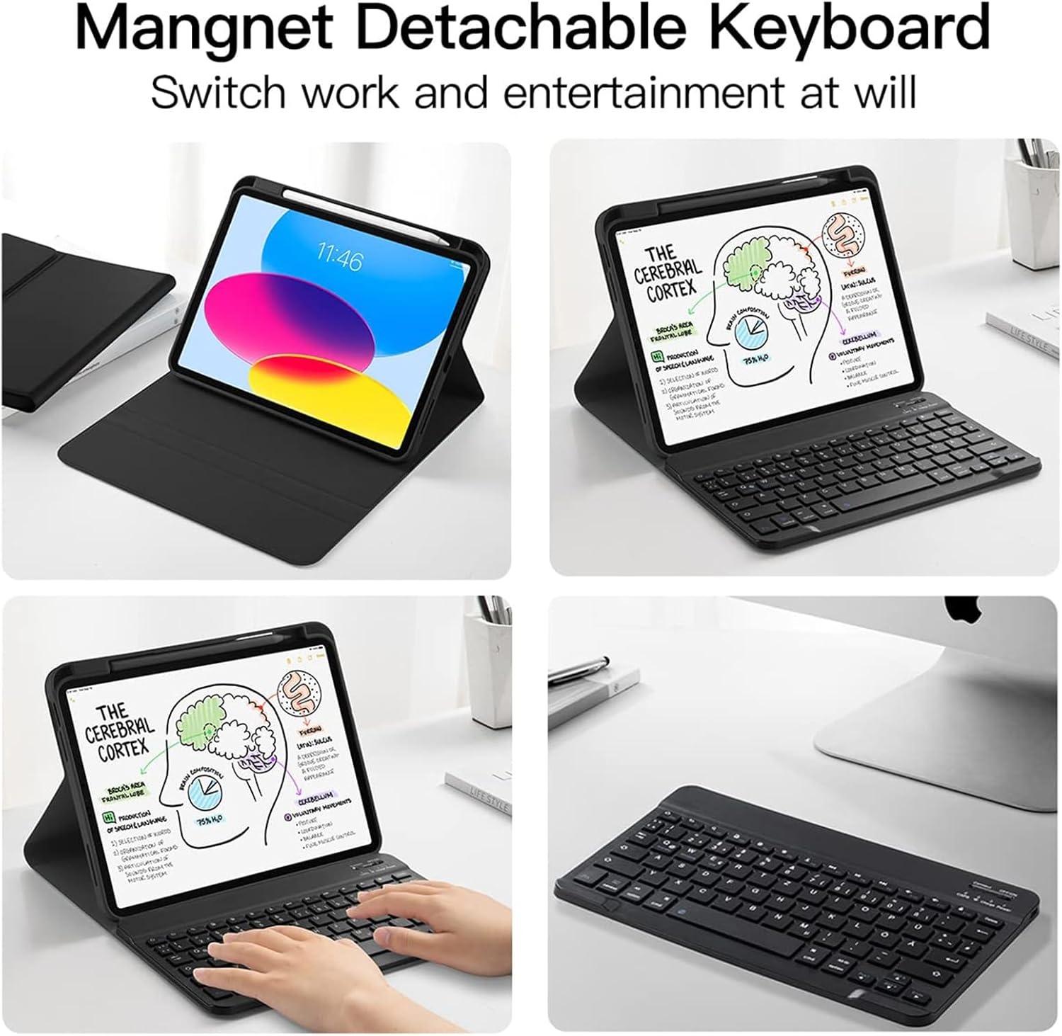 Keyboard Case Afneembaar Duits QWERTZ Bluetooth Zwart - iPad 10e Gen - 75% Korting