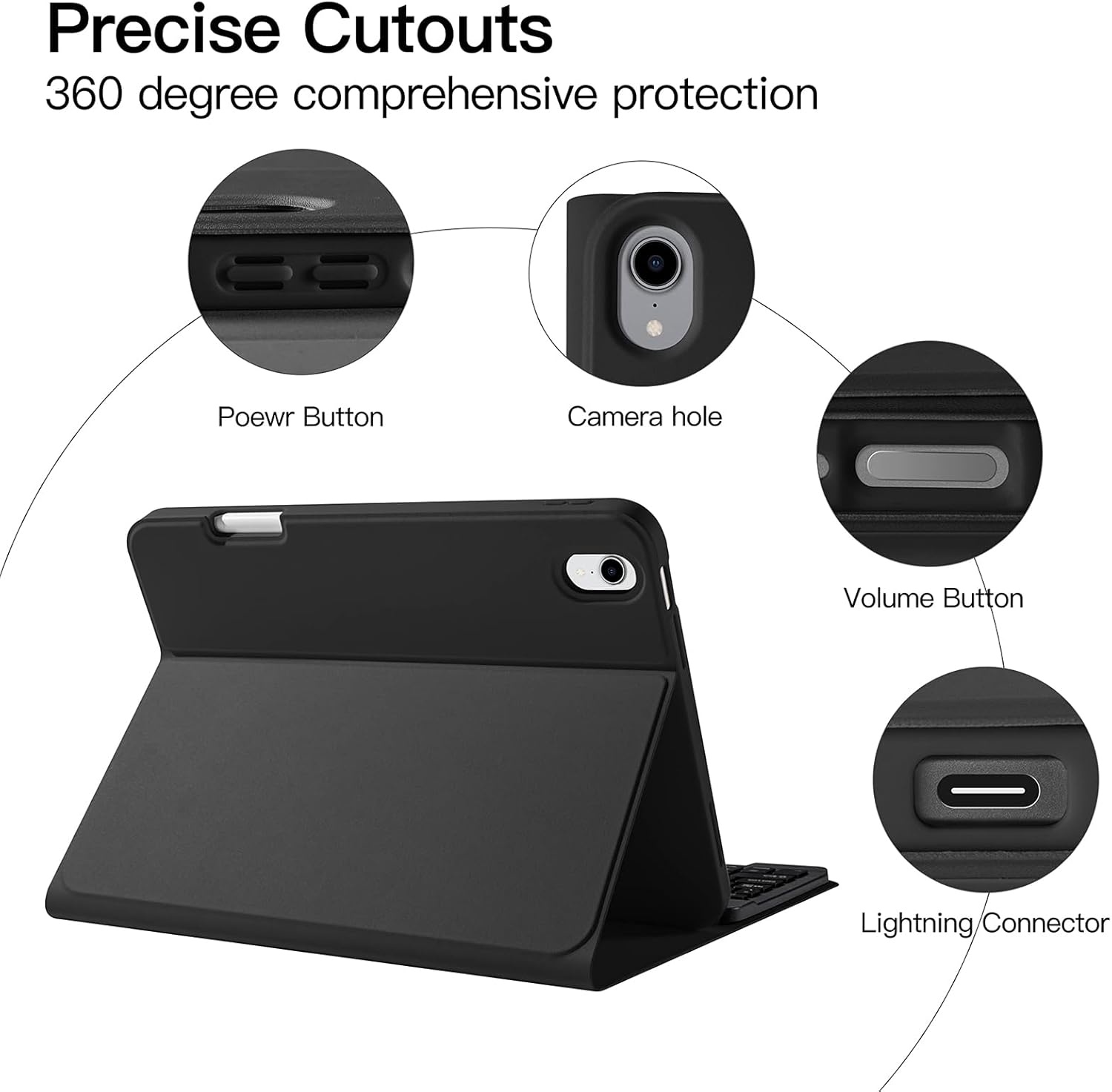 Keyboard Case Afneembaar Duits QWERTZ Bluetooth Zwart - iPad 10e Gen - 75% Korting