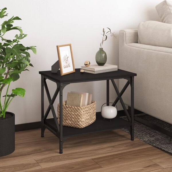 vidaXL Bijzettafel 55x38x45 cm Bewerkt Hout Zwart - 33% Korting!