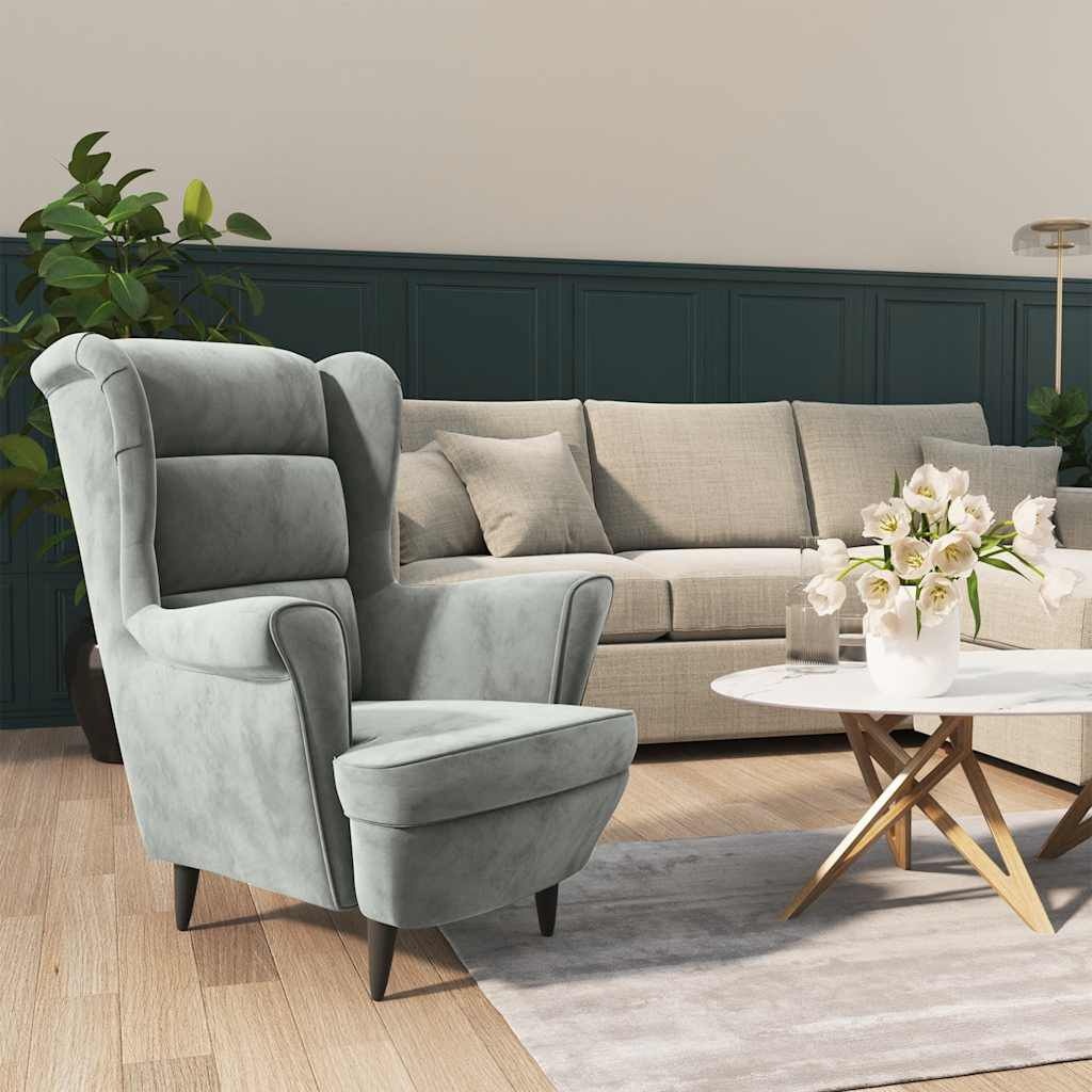 VidaXL Fauteuil Fluweel Lichtgrijs - 30% Korting!