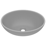 vidaXL Ovale Wastafel Keramiek Mat Lichtgrijs - 34% Korting!