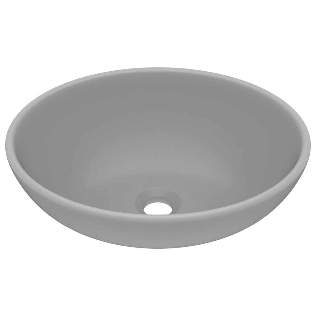 vidaXL Ovale Wastafel Keramiek Mat Lichtgrijs - 34% Korting!