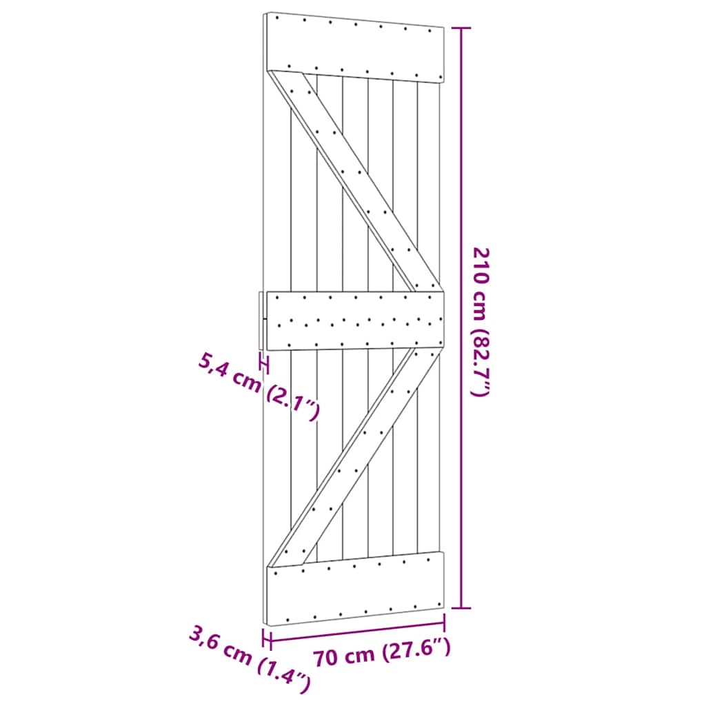 vidaXL NARVIK Deur Massief Grenenhout (70x210cm) - 34% Korting