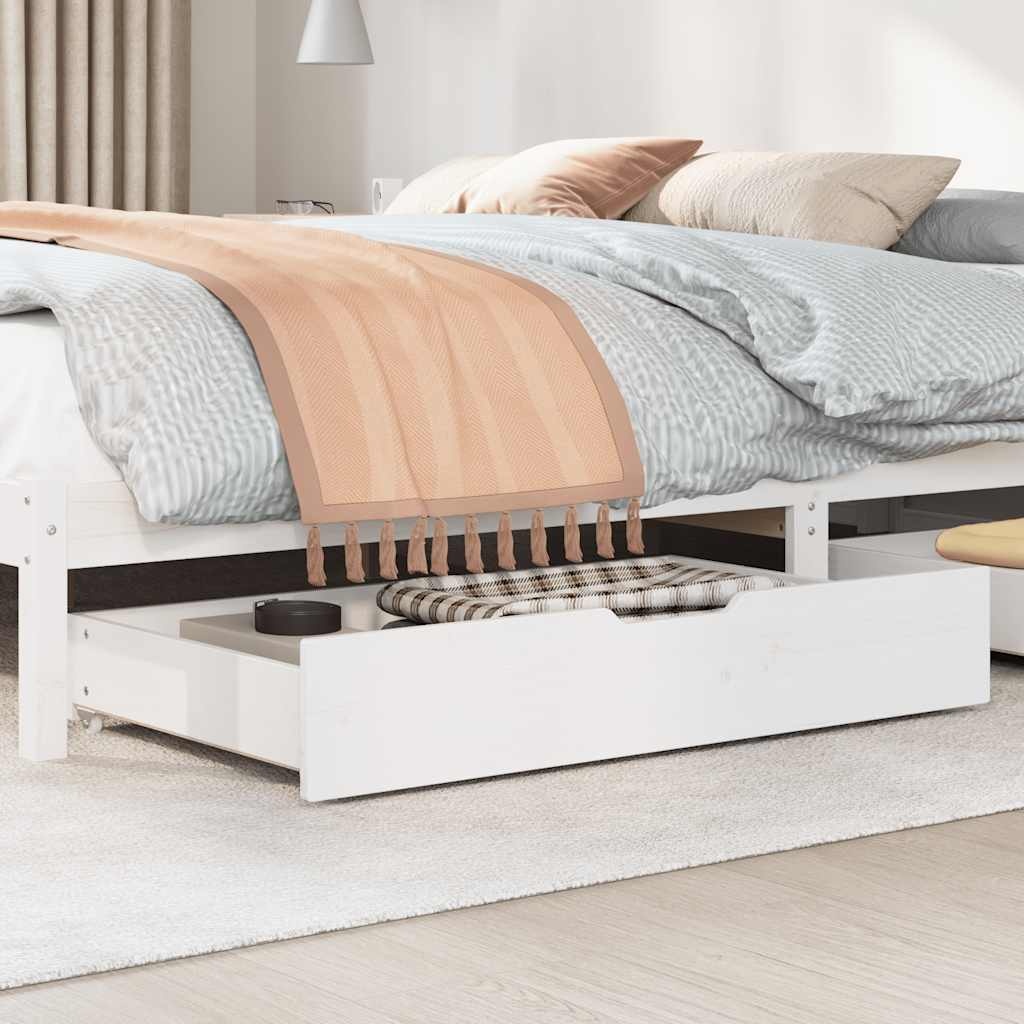 vidaXL Bedlades Massief Grenenhout Wit - 2 stuks (90x55x16cm) - 34% Korting!