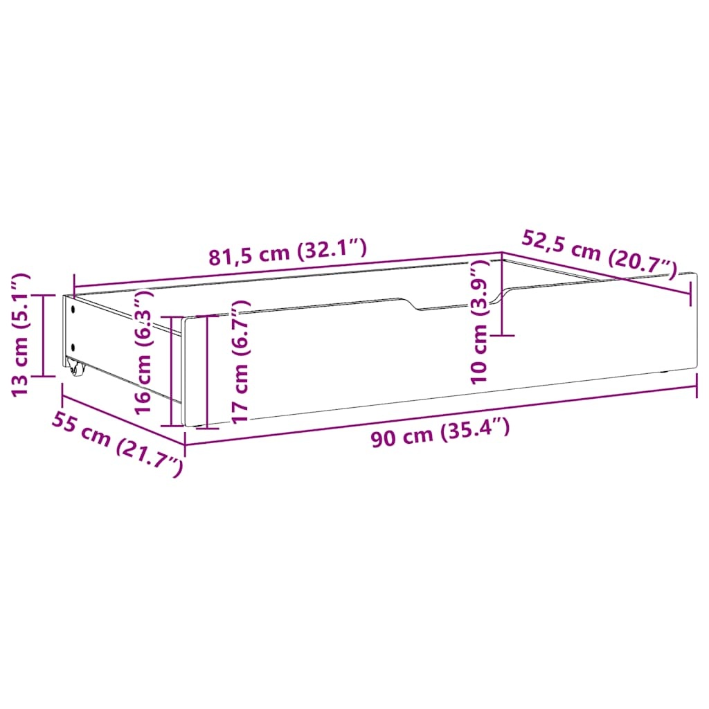 vidaXL Bedlades Massief Grenenhout Wit - 2 stuks (90x55x16cm) - 34% Korting!