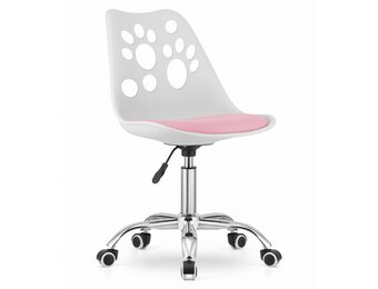 Kinder Bureaustoel - Wit Roze Eco-leer - 80% Korting!