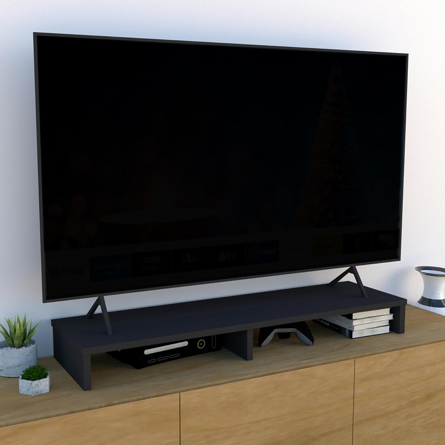 TV-standaard Schermverhoger Houten Grafiet (Nu 53% Korting!)