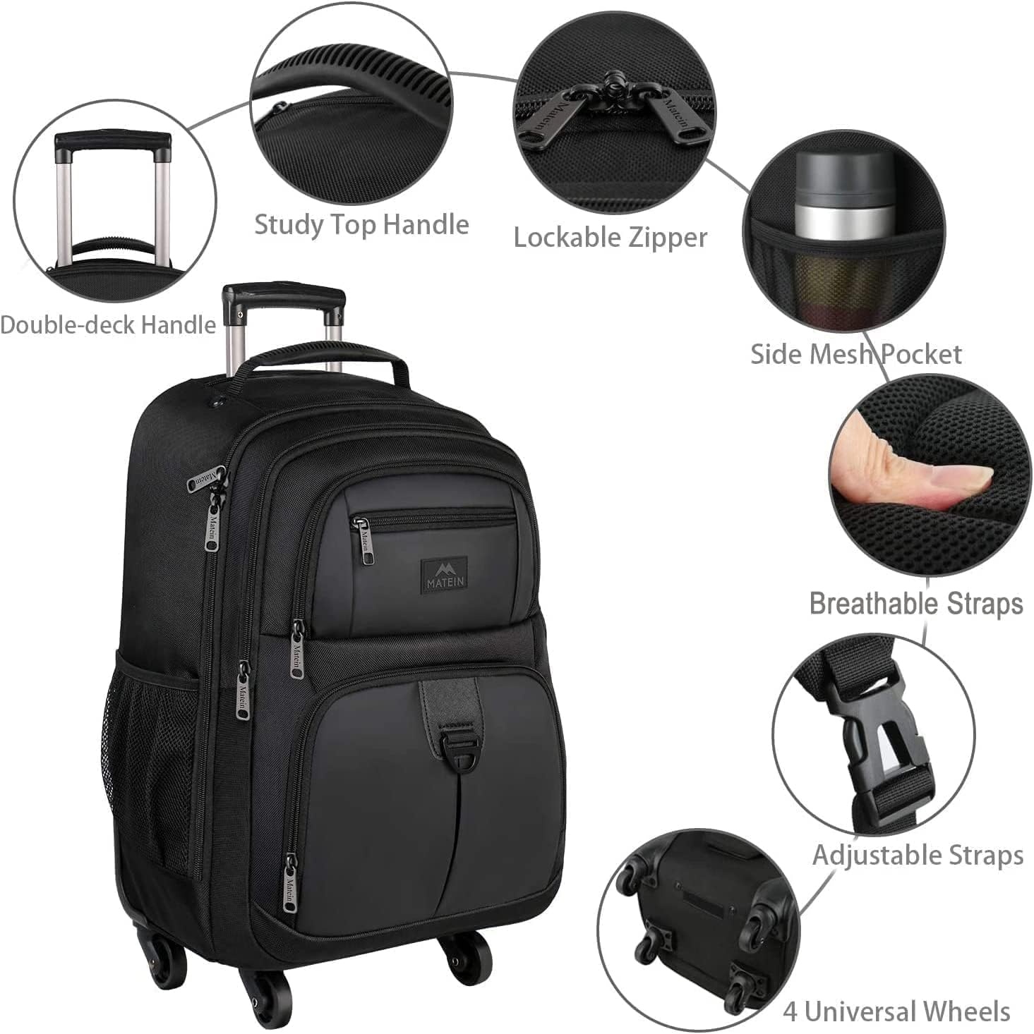 Reistrolley Rugzak Zwart Cabine 17" Laptop | 41% Korting
