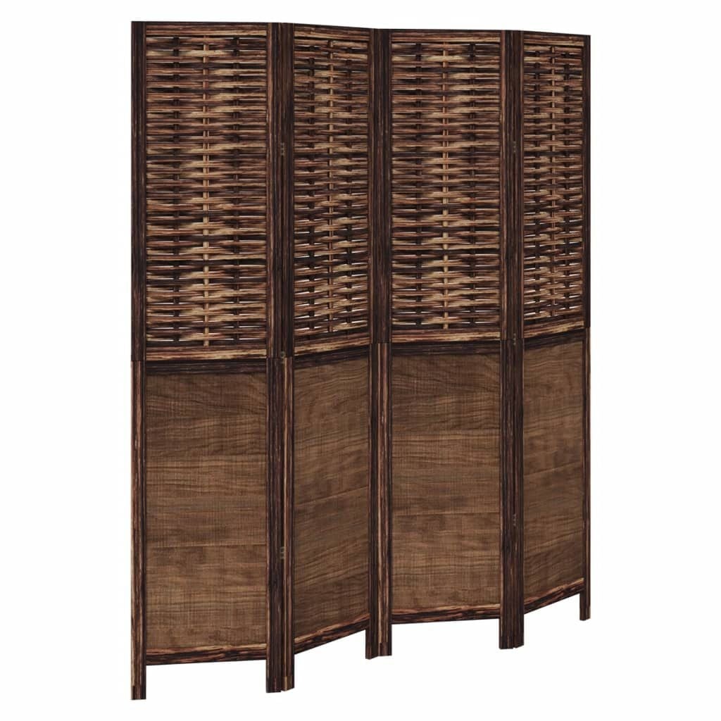 vidaXL Kamerscherm 4 Panel Paulowniahout Donkerbruin - 35% Korting!