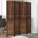 vidaXL Kamerscherm 4 Panel Paulowniahout Donkerbruin - 35% Korting!