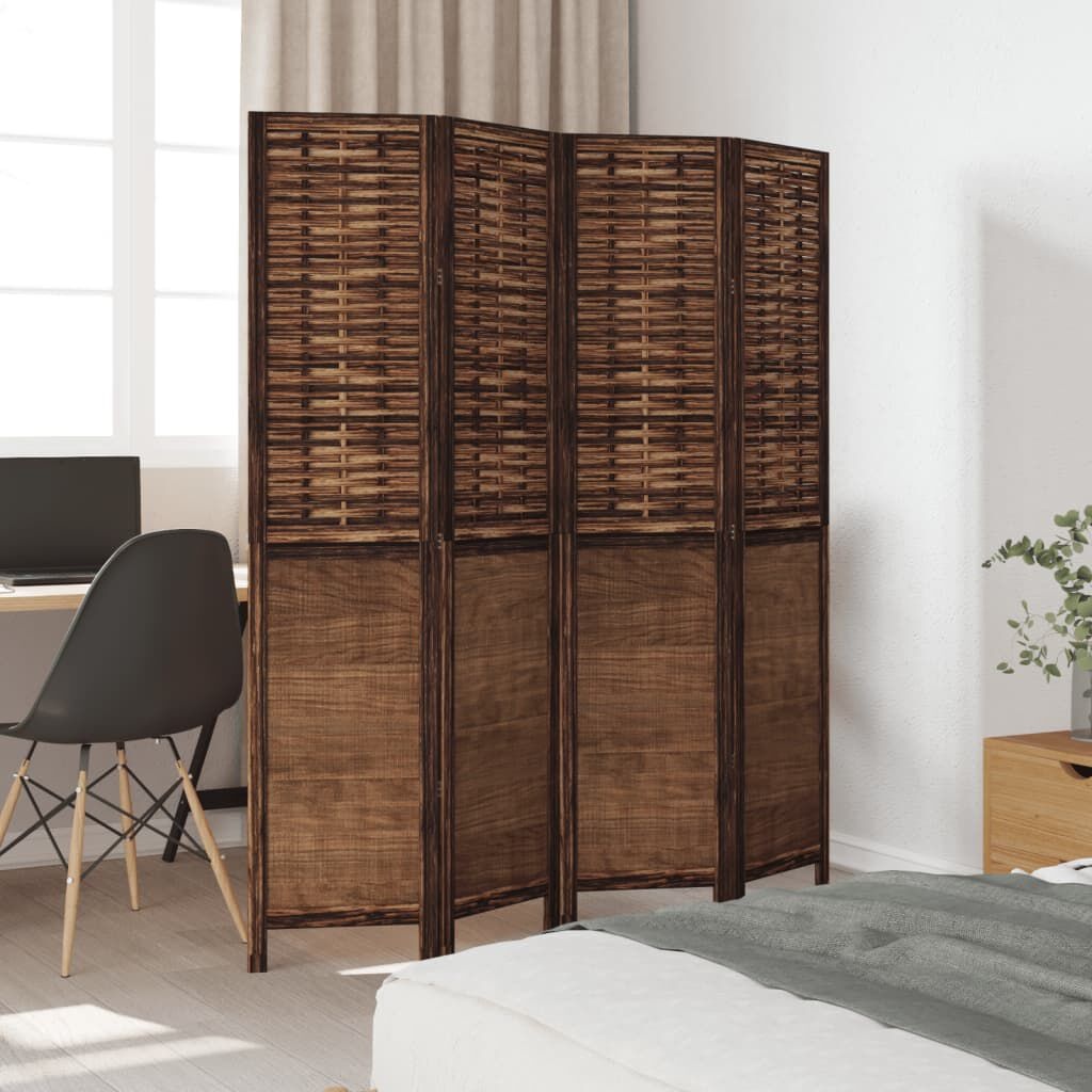 vidaXL Kamerscherm 4 Panel Paulowniahout Donkerbruin - 35% Korting!