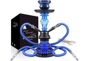 Waterpijp Compleet met 2 Slangen & Hittebeheer - Blauw (53% Korting)