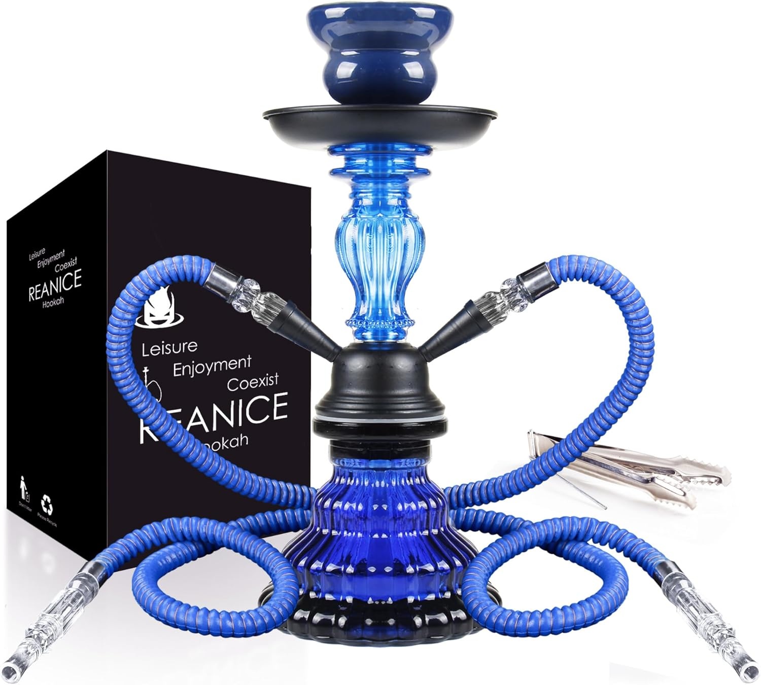 Shisha Waterpijp 11" Blauw - 2 Slangen - 27% Korting!