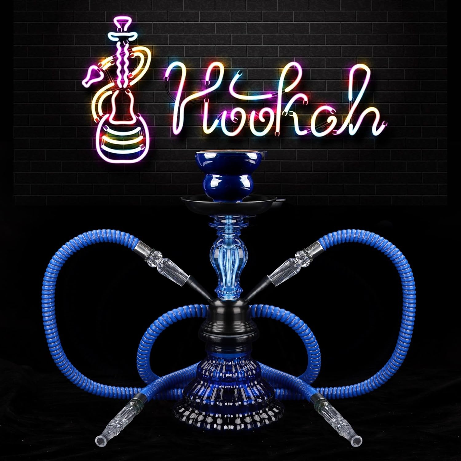Shisha Waterpijp 11" Blauw - 2 Slangen - 27% Korting!