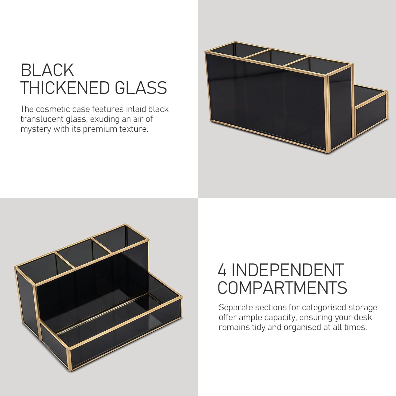 Cosmetica Organizer Zwart Glas & Goud Frame - 33% Korting