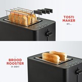 Tosti Broodrooster Zwart - Extra Brede Sleuven + Clips - 28% Korting