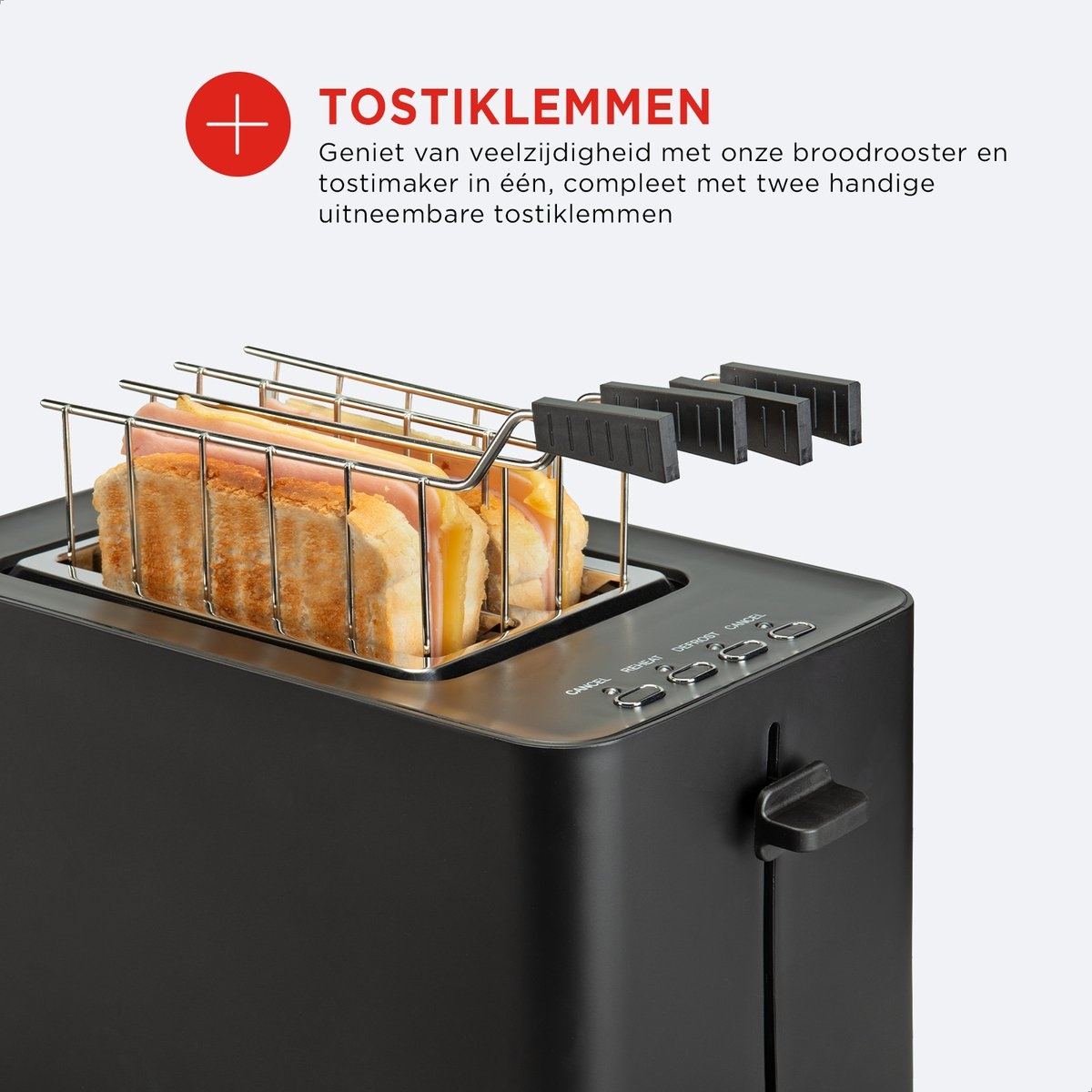 Tosti Broodrooster Zwart - Extra Brede Sleuven + Clips - 28% Korting