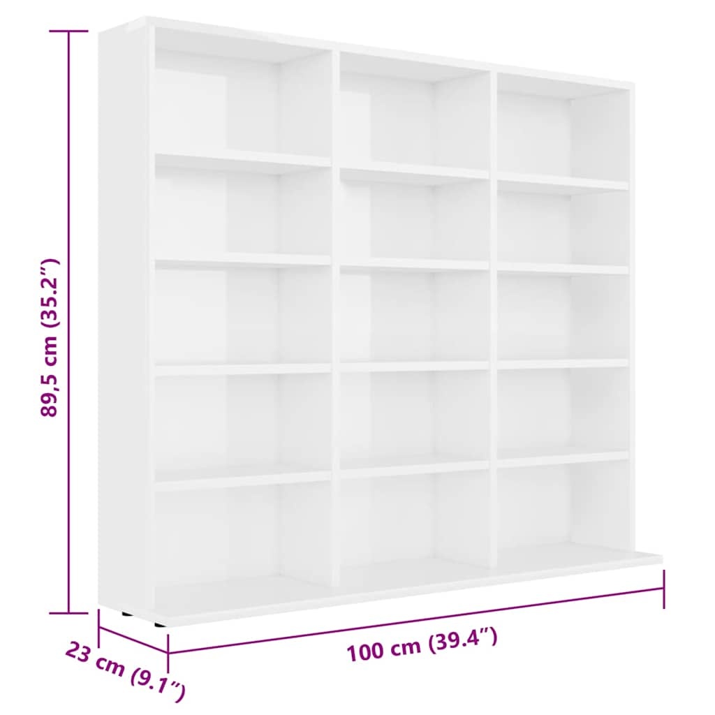 vidaXL Cd-kast Wit - 34% Korting - 102x23x89,5 cm