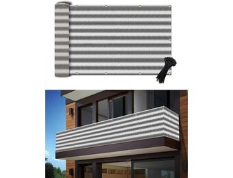 Balkonscherm Privacy 90x500cm Grijs/Wit - 27% Korting