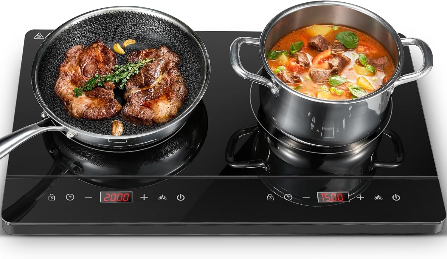 Draagbare Inductiekookplaat 2 zones 3500W - 34% Korting!