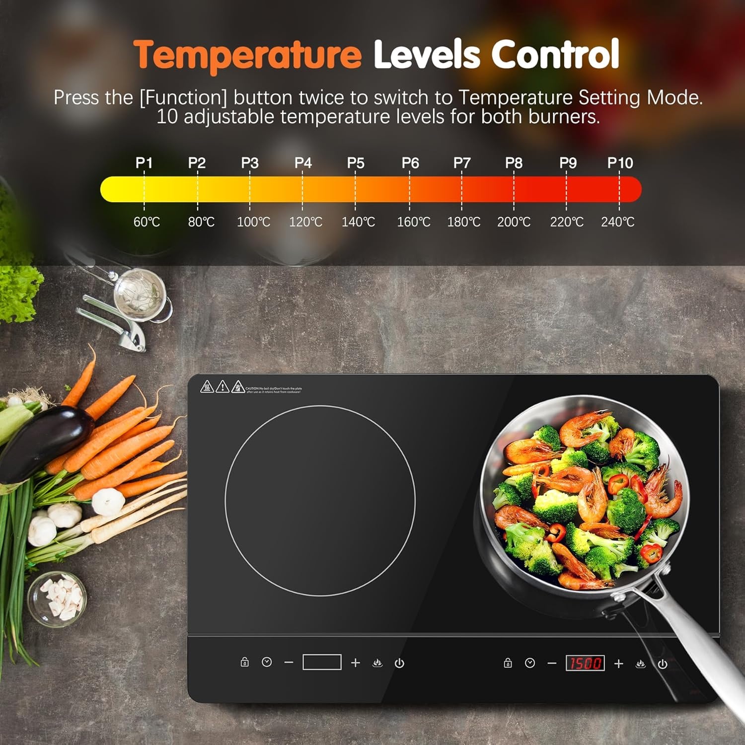 Draagbare Inductiekookplaat 2 zones 3500W - 34% Korting!