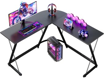 L-vormig Gaming Bureau (120x120cm) - Koolstof Zwart - 34% Korting
