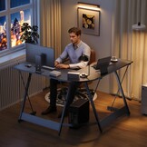 L-vormig Gaming Bureau (120x120cm) - Koolstof Zwart - 34% Korting