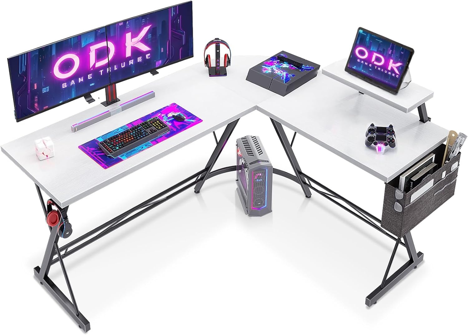 L-vormig Gaming Bureau (120x120cm) - Koolstof Zwart - 34% Korting