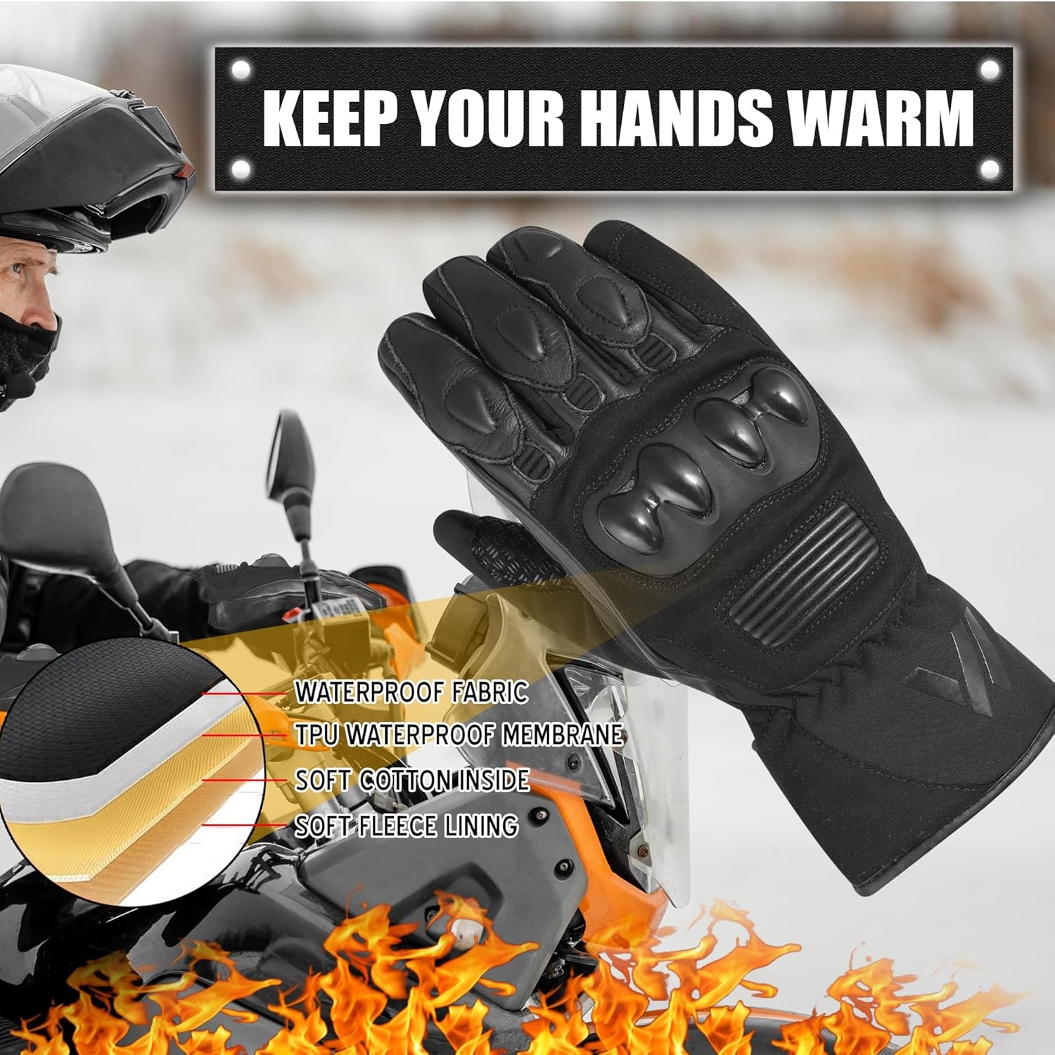 Unisex Leren Motorhandschoenen - Waterdicht & Warm (-27%)