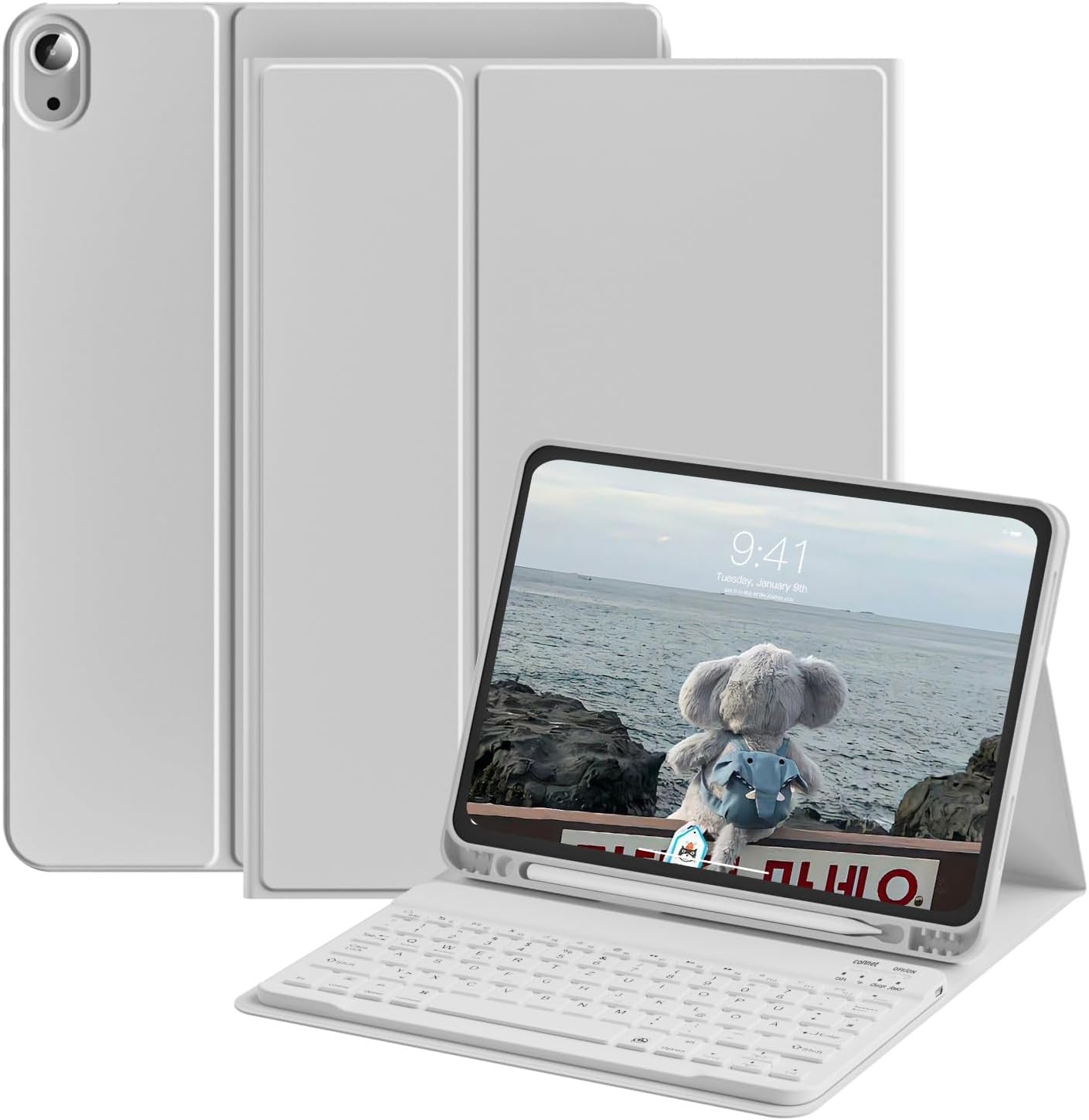 iPad 11 & 10 Gen Toetsenbordhoes QWERTZ Grijs - 32% Korting