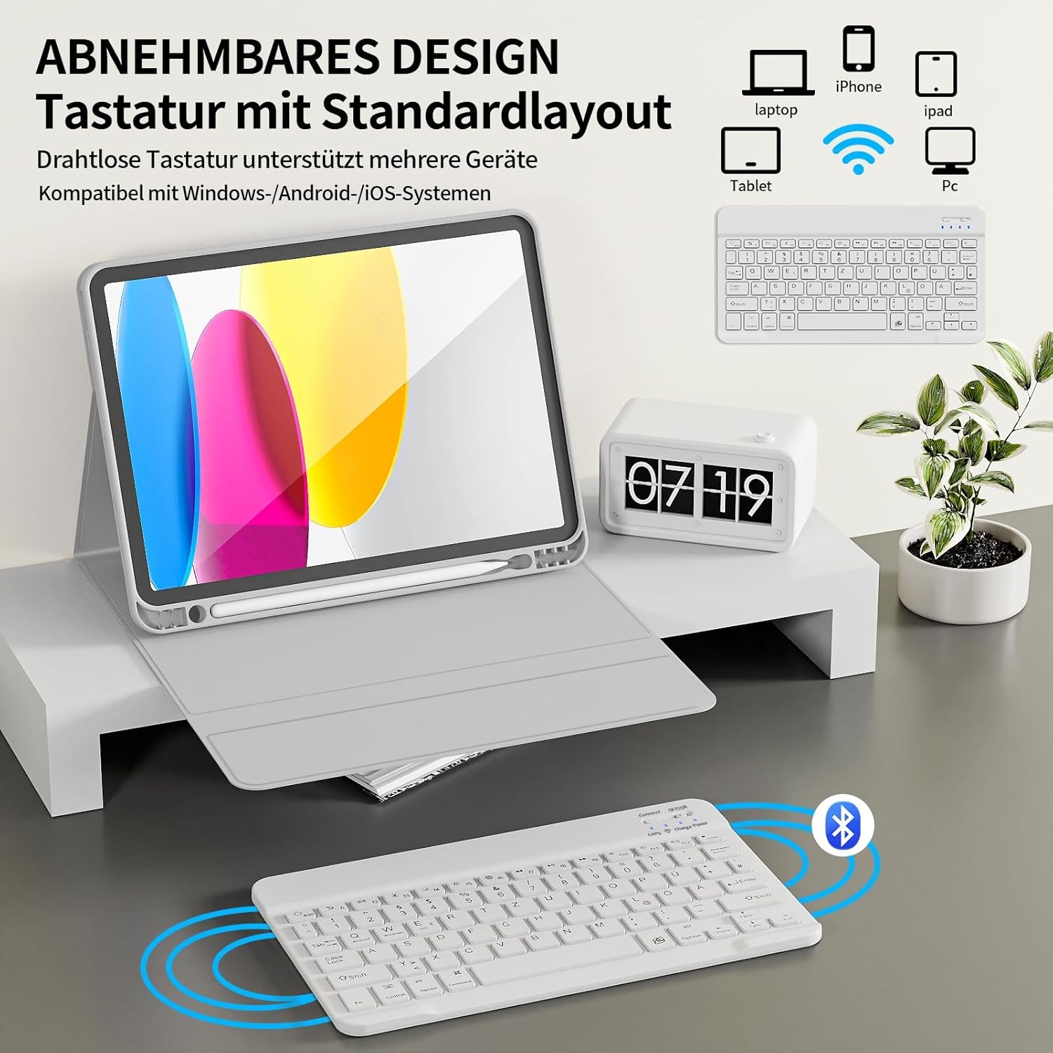 iPad 11 & 10 Gen Toetsenbordhoes QWERTZ Grijs - 32% Korting