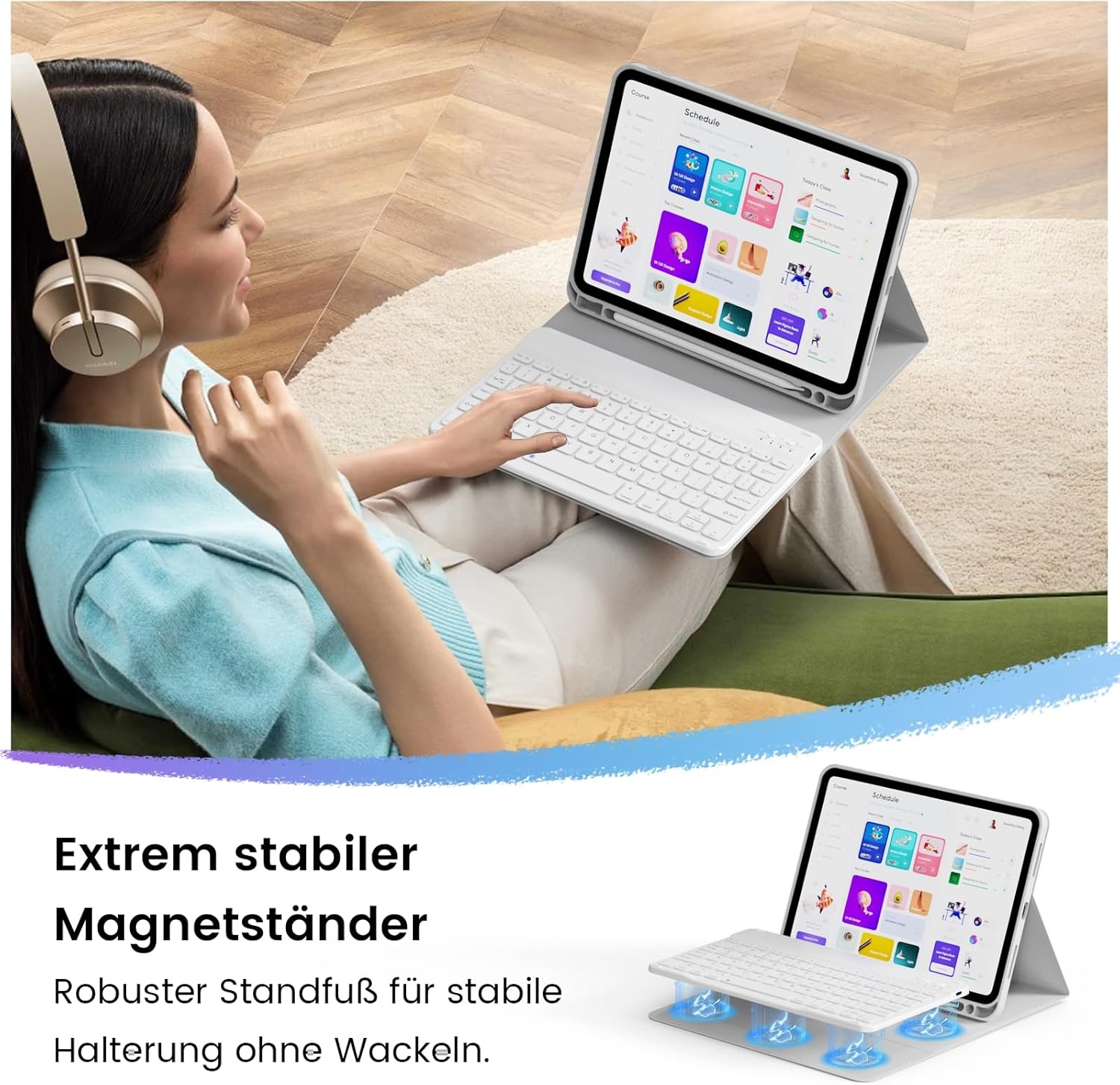 iPad 11 & 10 Gen Toetsenbordhoes QWERTZ Grijs - 32% Korting