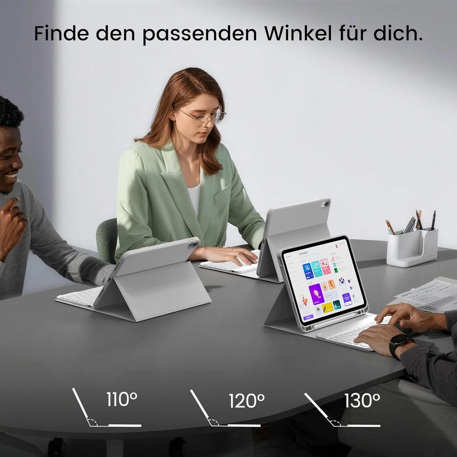 iPad 11 & 10 Gen Toetsenbordhoes QWERTZ Grijs - 32% Korting