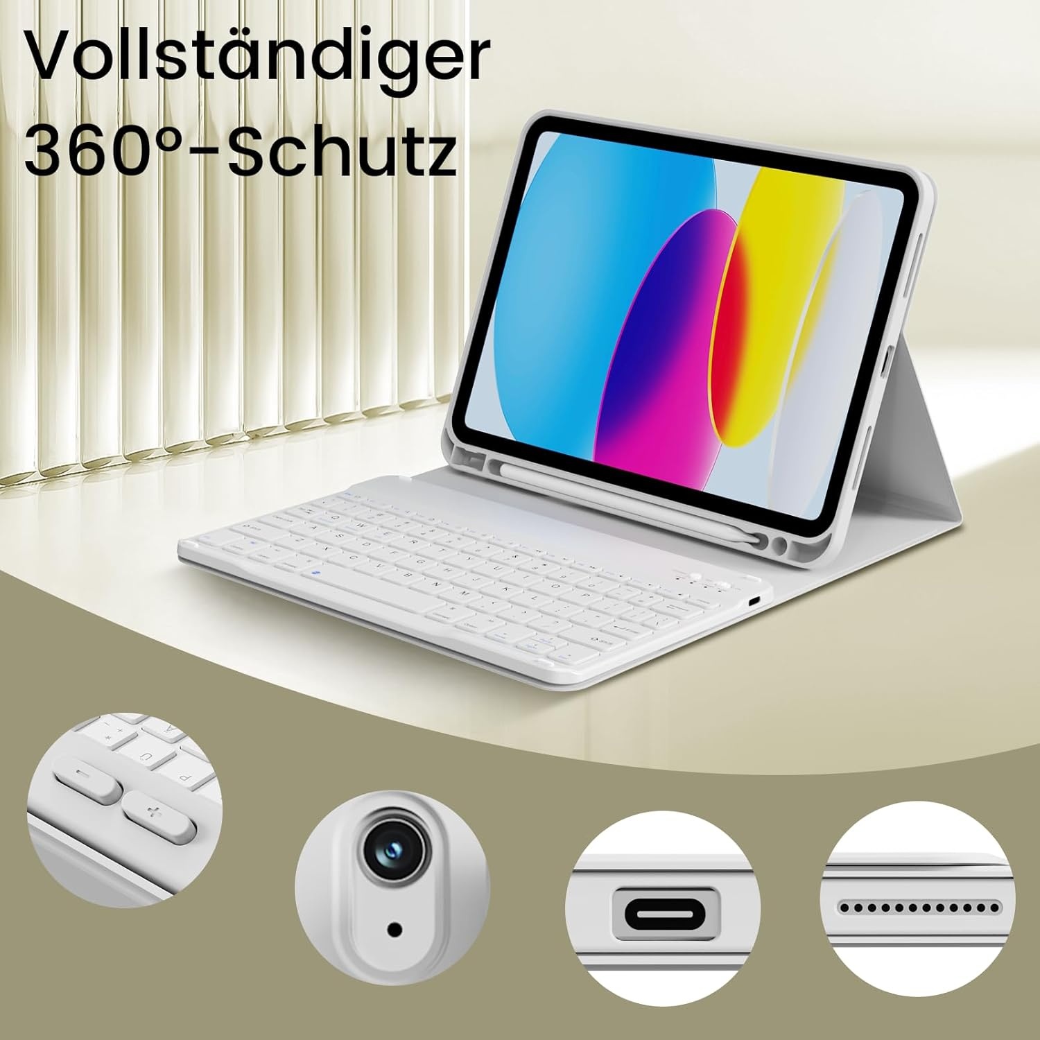 iPad 11 & 10 Gen Toetsenbordhoes QWERTZ Grijs - 32% Korting