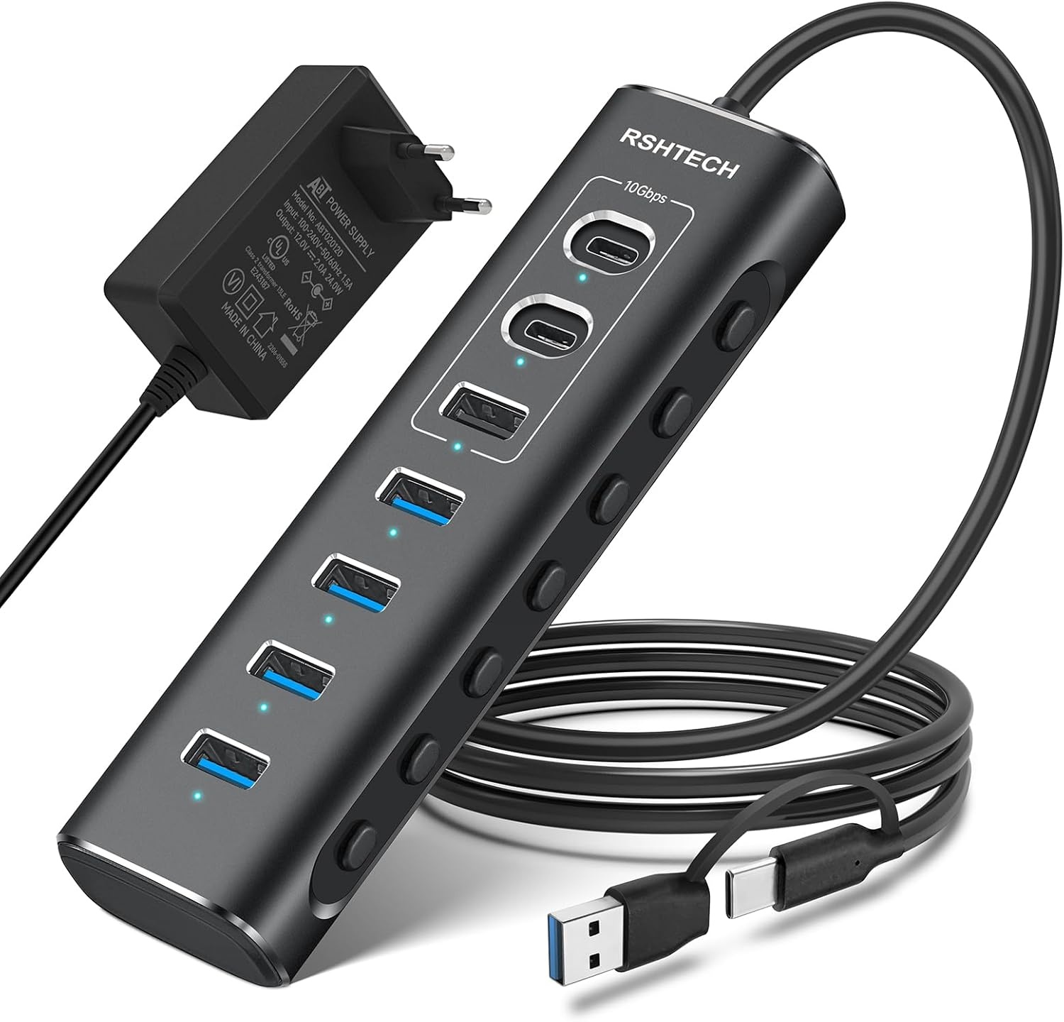7-poorts USB C Hub met 10 Gbps | Aluminium | 29% Korting