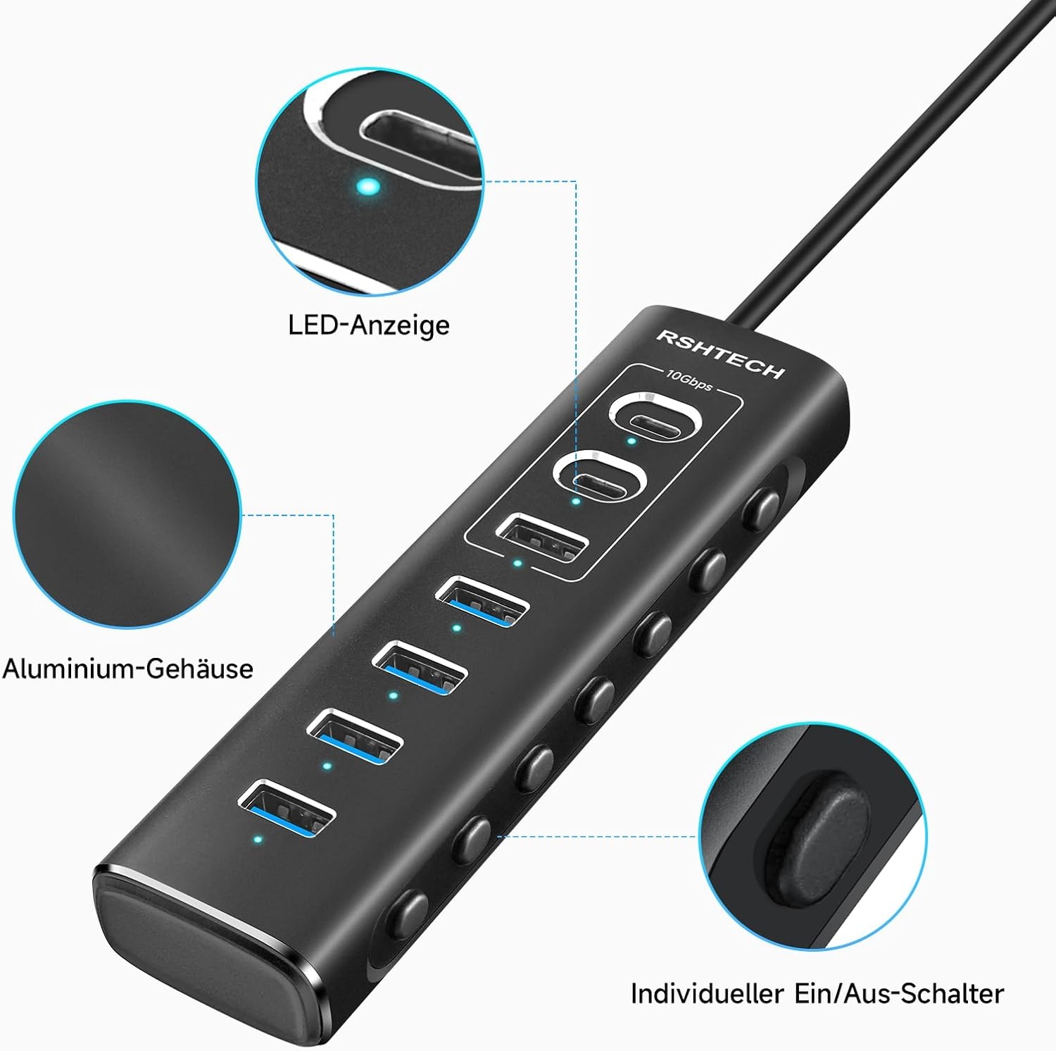 7-Poorts USB C Hub (10Gbps) - 29% Korting