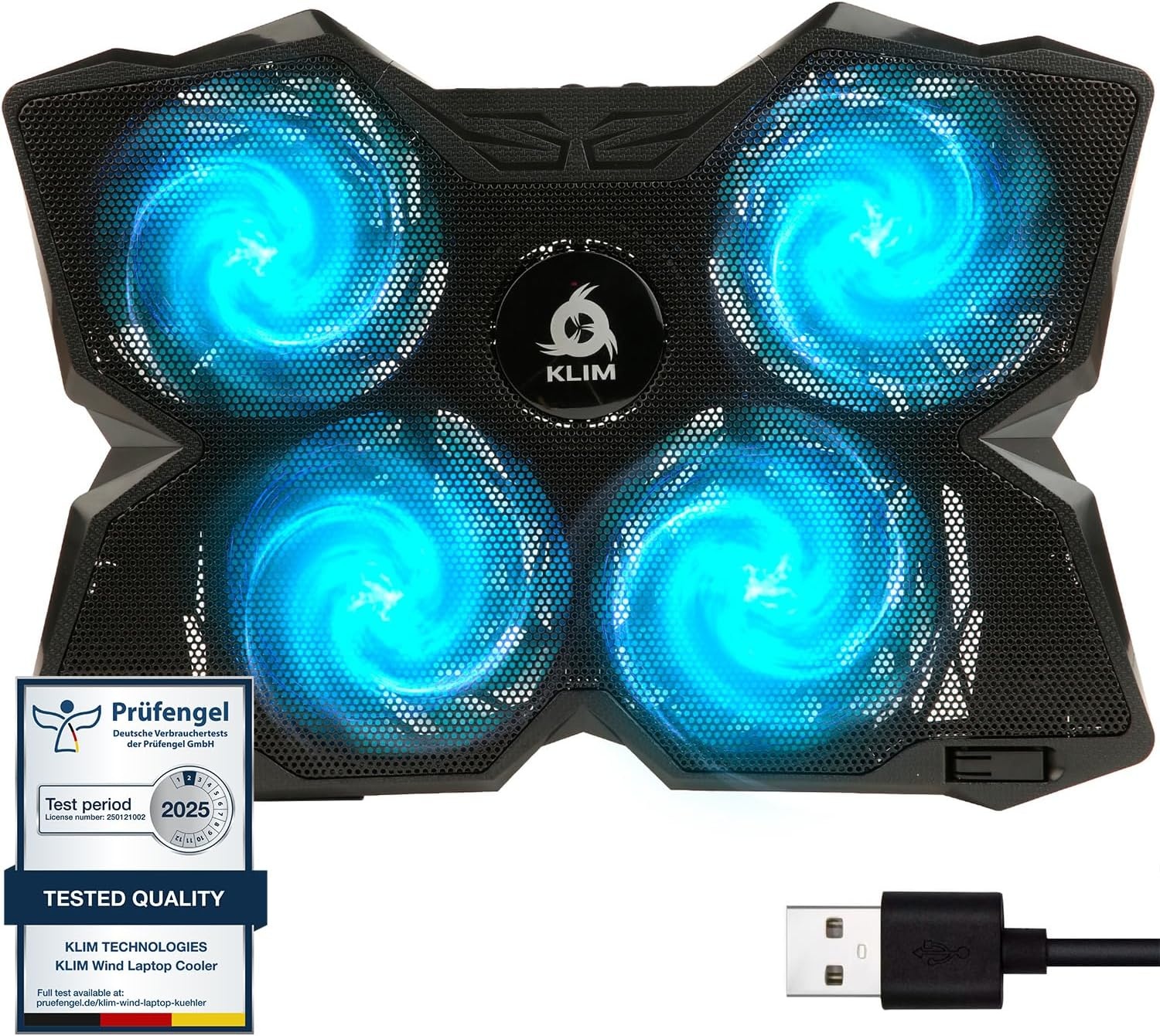 Cyaan Laptop Koeler met 4 Ventilatoren | 29% Korting
