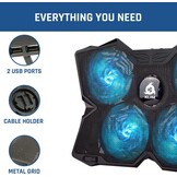 Cyaan Laptop Koeler met 4 Ventilatoren | 29% Korting