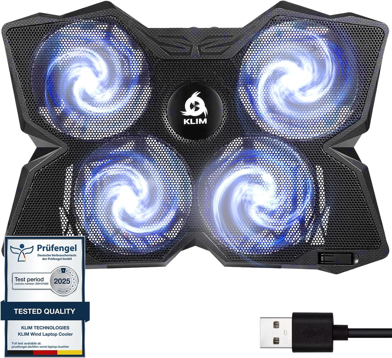 Cyaan Laptop Koeler met 4 Ventilatoren | 29% Korting