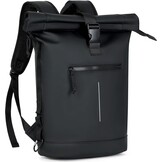 Waterdichte Laptoprugzak 17" Unisex - Roll-Top Zwart met 29% Korting