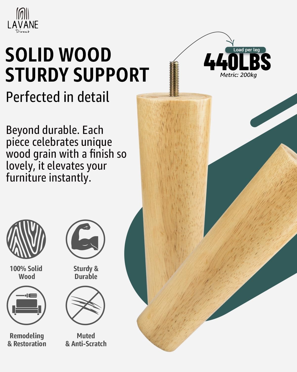 Massief Houten Meubelpoten Taps 10cm (Set van 4) - 75% Korting!