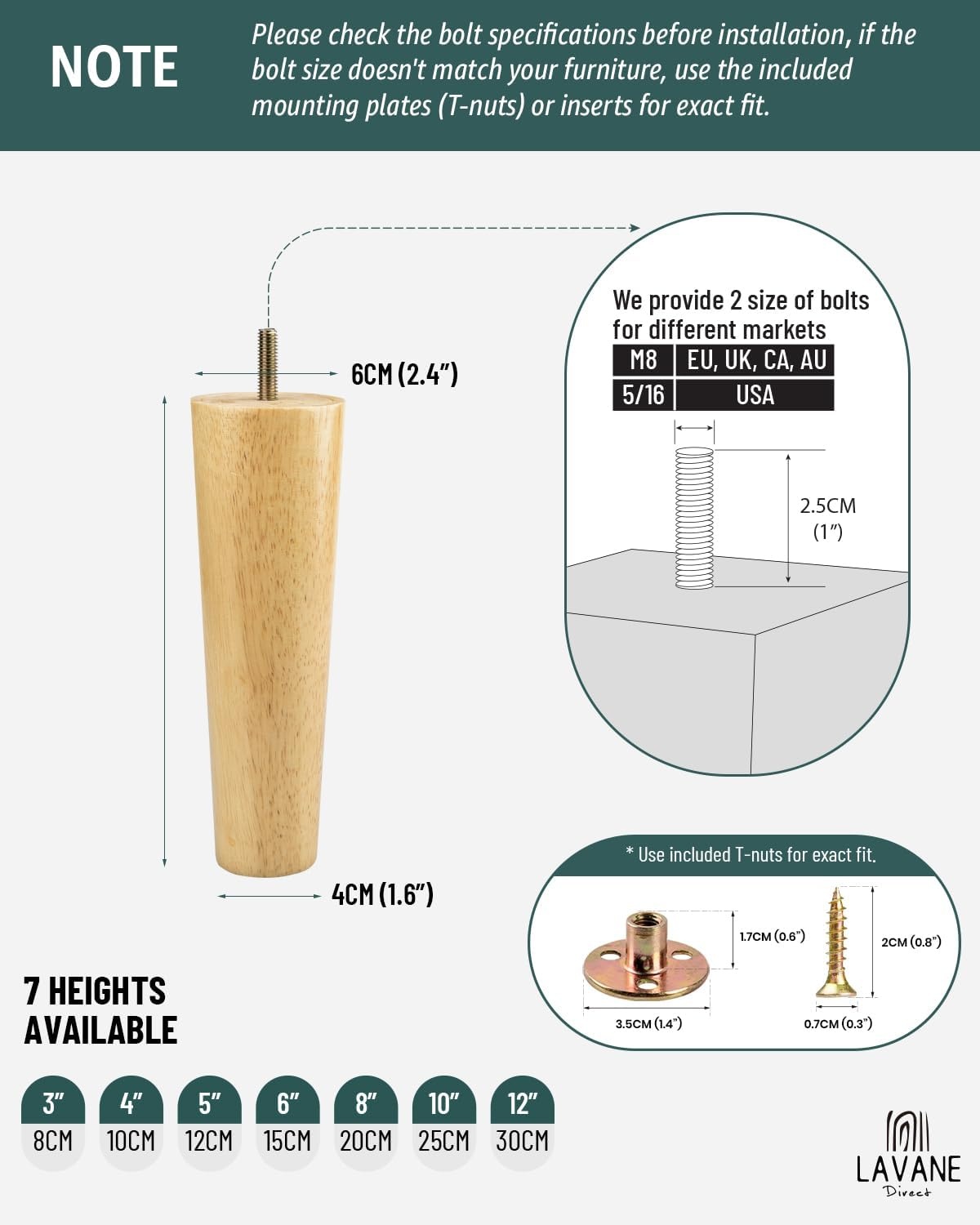 Massief Houten Meubelpoten Taps 10cm (Set van 4) - 75% Korting!