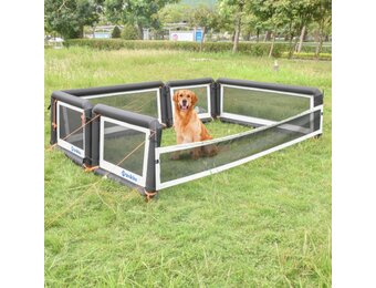 Opblaasbare Hondenren 100cm Grijs: Veilig Buitenplezier - 29% Korting!