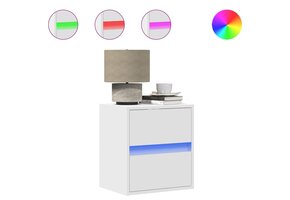 2x Nachtkastjes met LED's (Wit) - 79% Korting