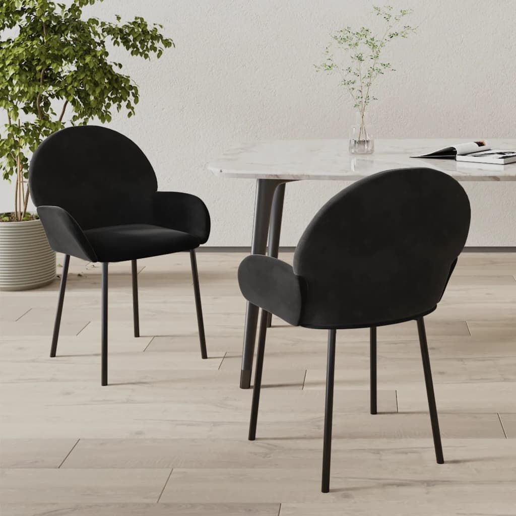 VidaXL Eetkamerstoelen (2x) - Fluweel Zwart - 56% Korting