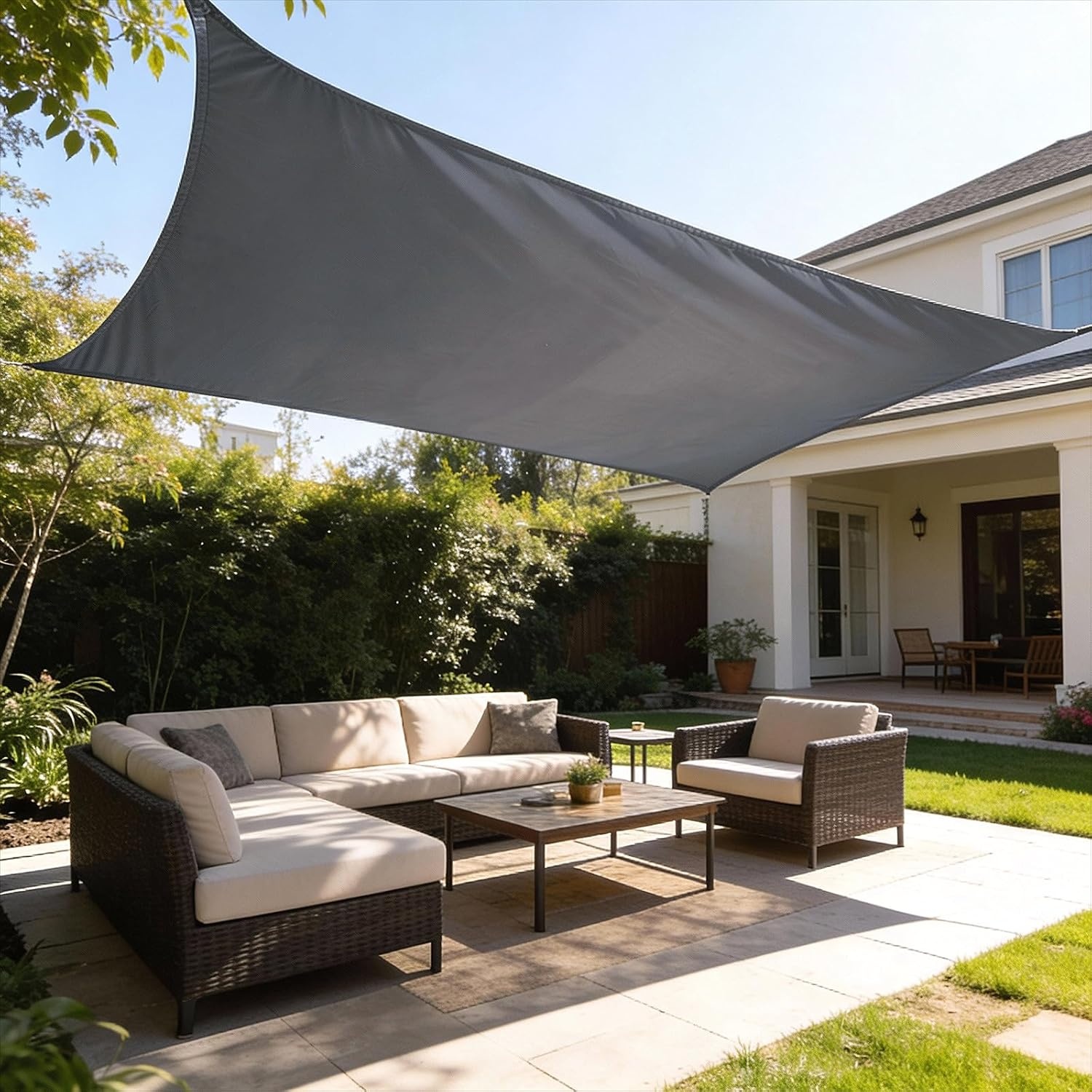 Zonnezeil 5x6m Crème | 95% UV-bescherming | Waterdicht | 53% Korting!