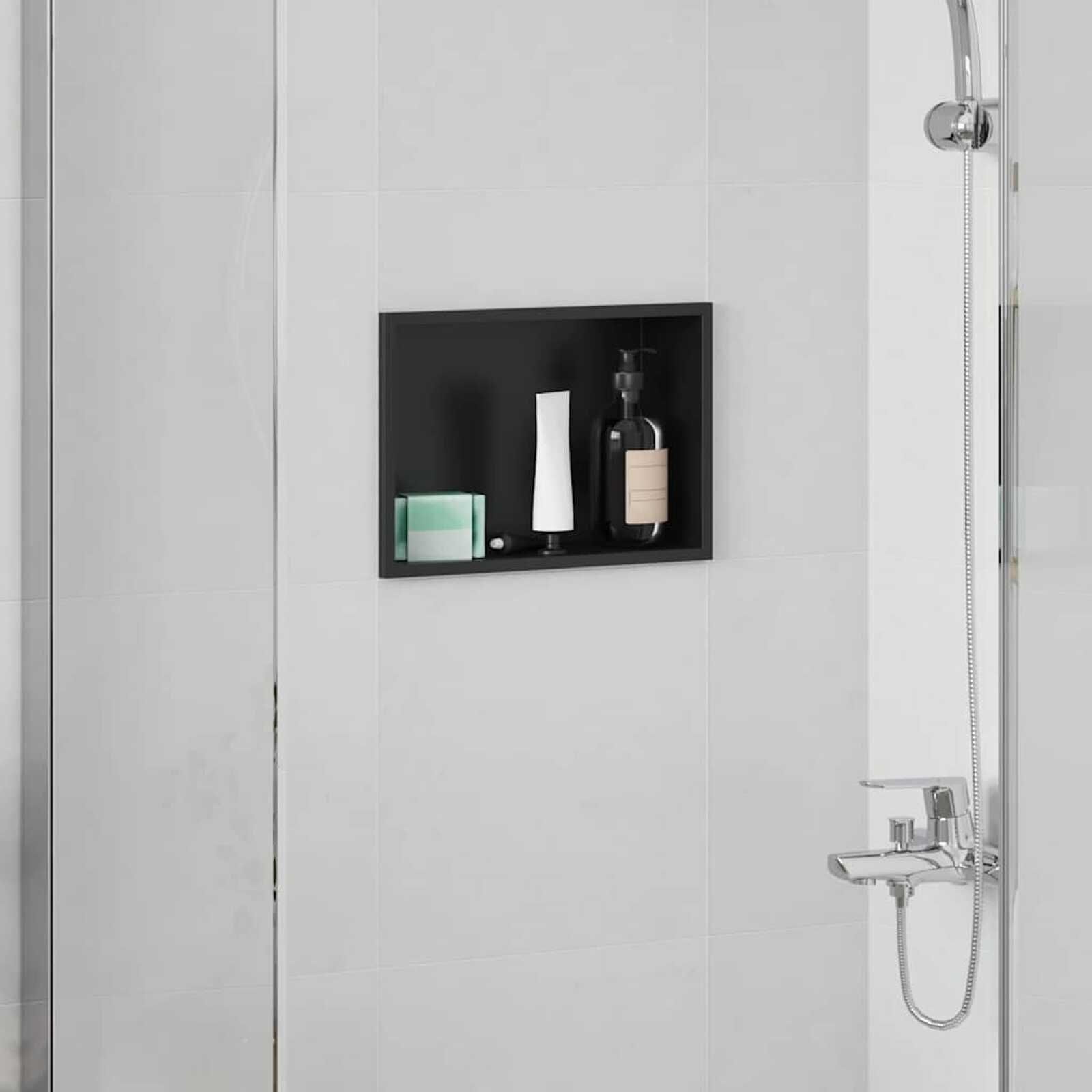 VidaXL Douche Niche Zwart - 30x20cm - Roestvrijstaal (47% Korting!)