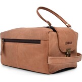 Bruine Buffelleer Toiletartikelen Tas - Vintage Stijl, Ruim (29% Korting)